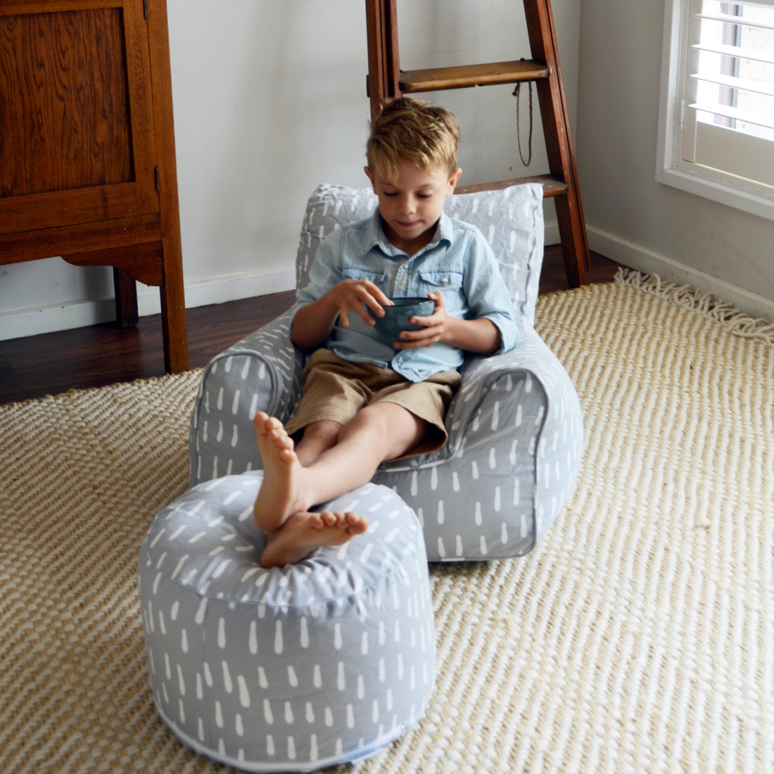 Raindrops Bean Chair Cover - Grey