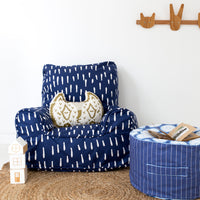 Raindrops Bean Chair Cover - Indigo Blue