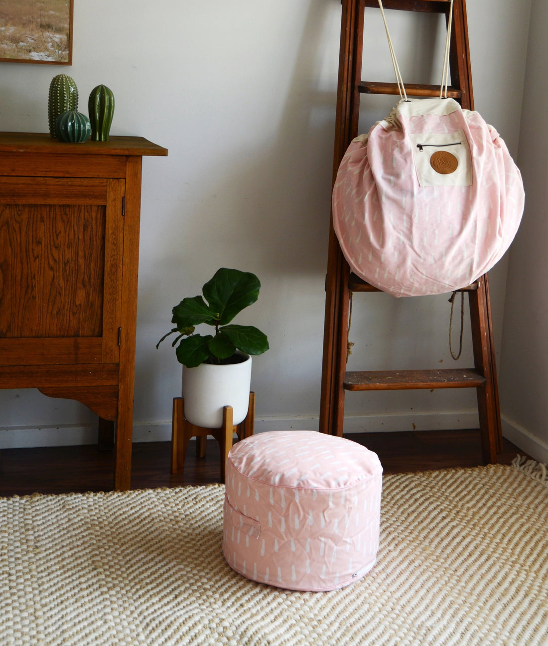Raindrops Ottoman Cover - Pink