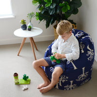 Raindrops Bean Bag Cover - Indigo Blue