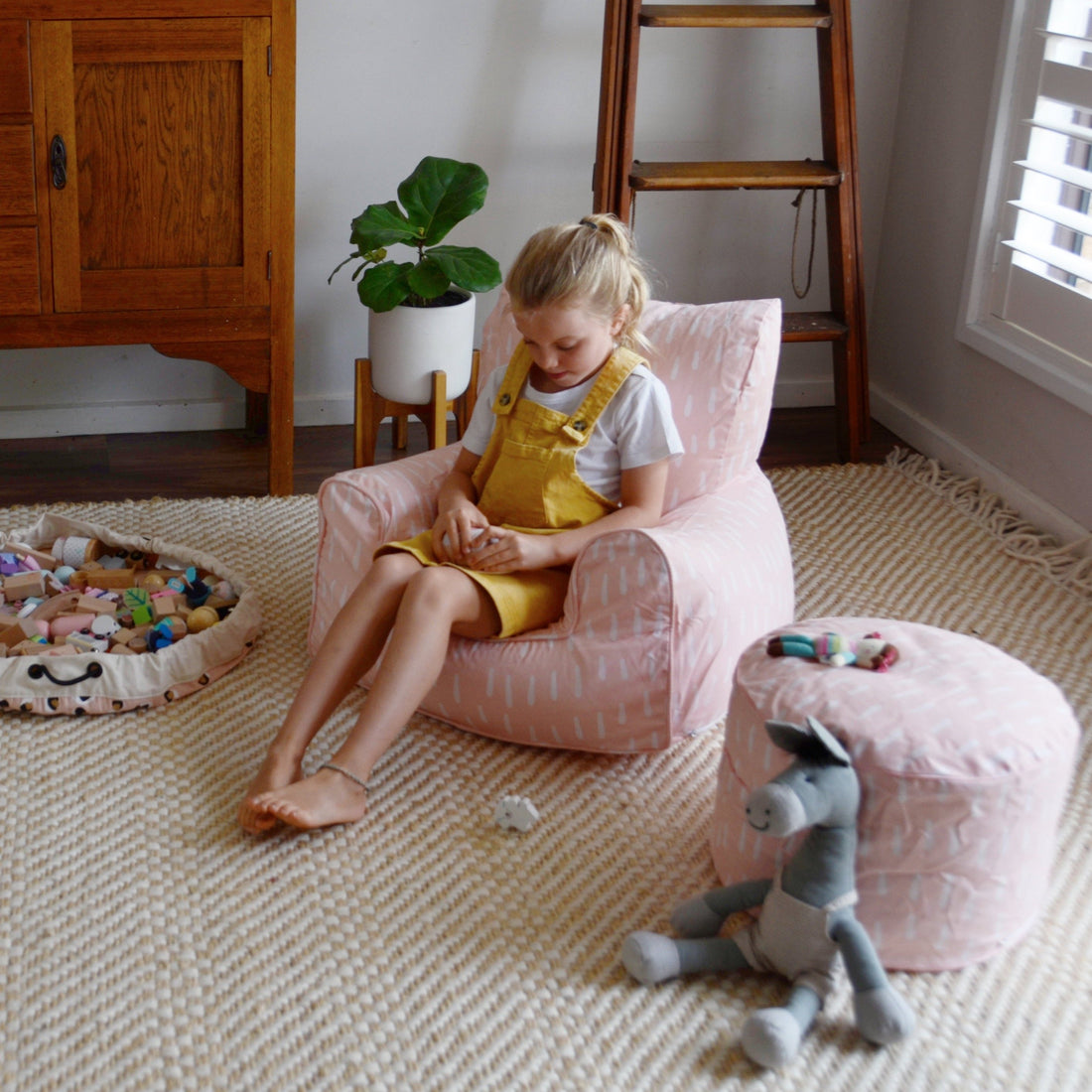 Raindrops Ottoman Cover - Pink