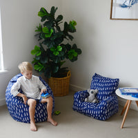 Raindrops Bean Bag Cover - Indigo Blue