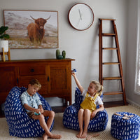 Raindrops Bean Bag Cover - Indigo Blue