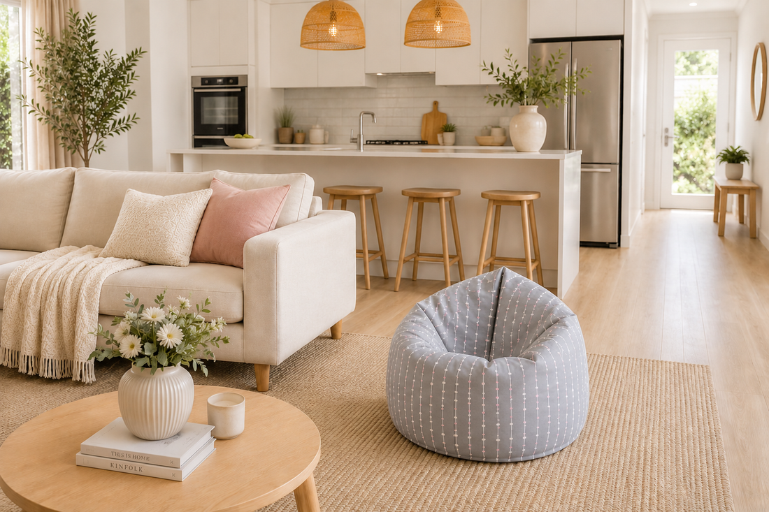 Pebbles Lane Grey & Pink Bean Bag