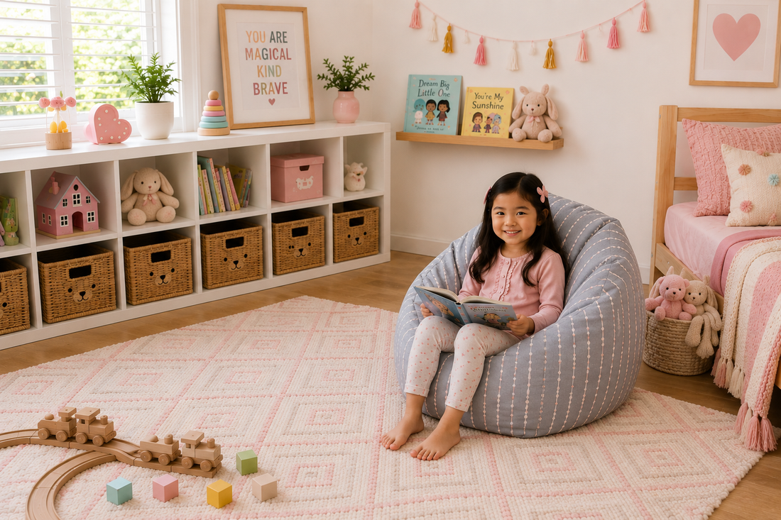 Pebbles Lane Grey & Pink Bean Bag