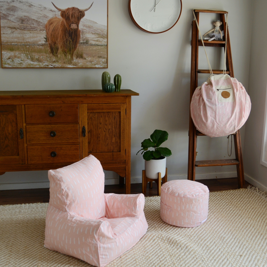 Raindrops Bean Chair Cover - Pink