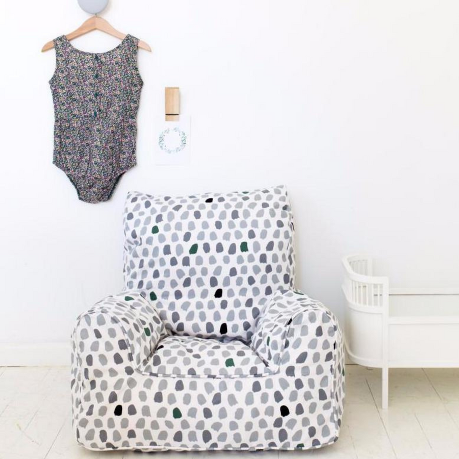 Splotches Bean Chair Cover - Green & Grey