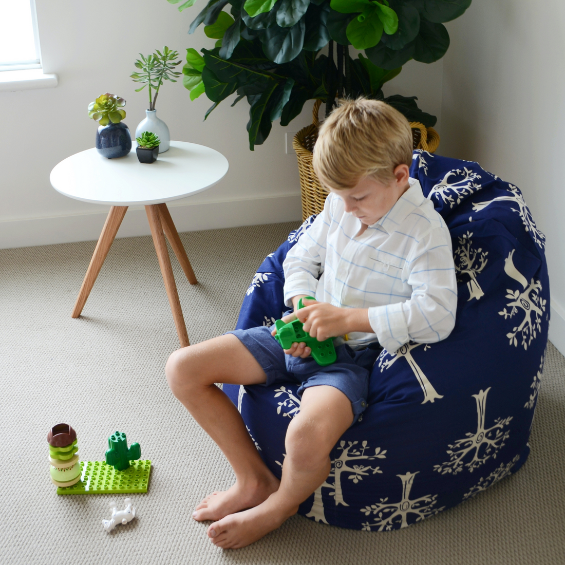 Orchard Navy Bean Bag Cover