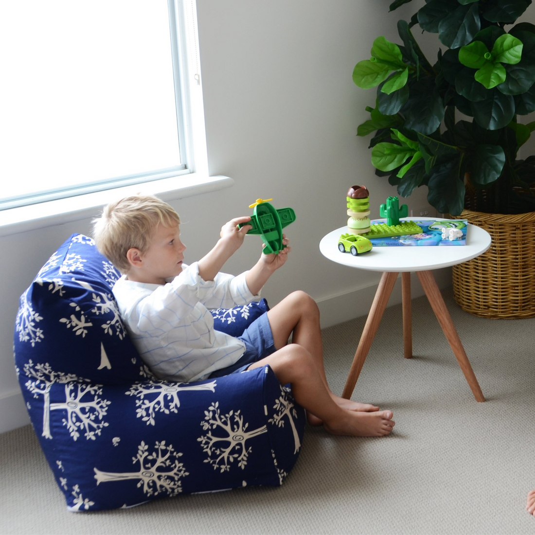 Orchard Navy Bean Chair Cover