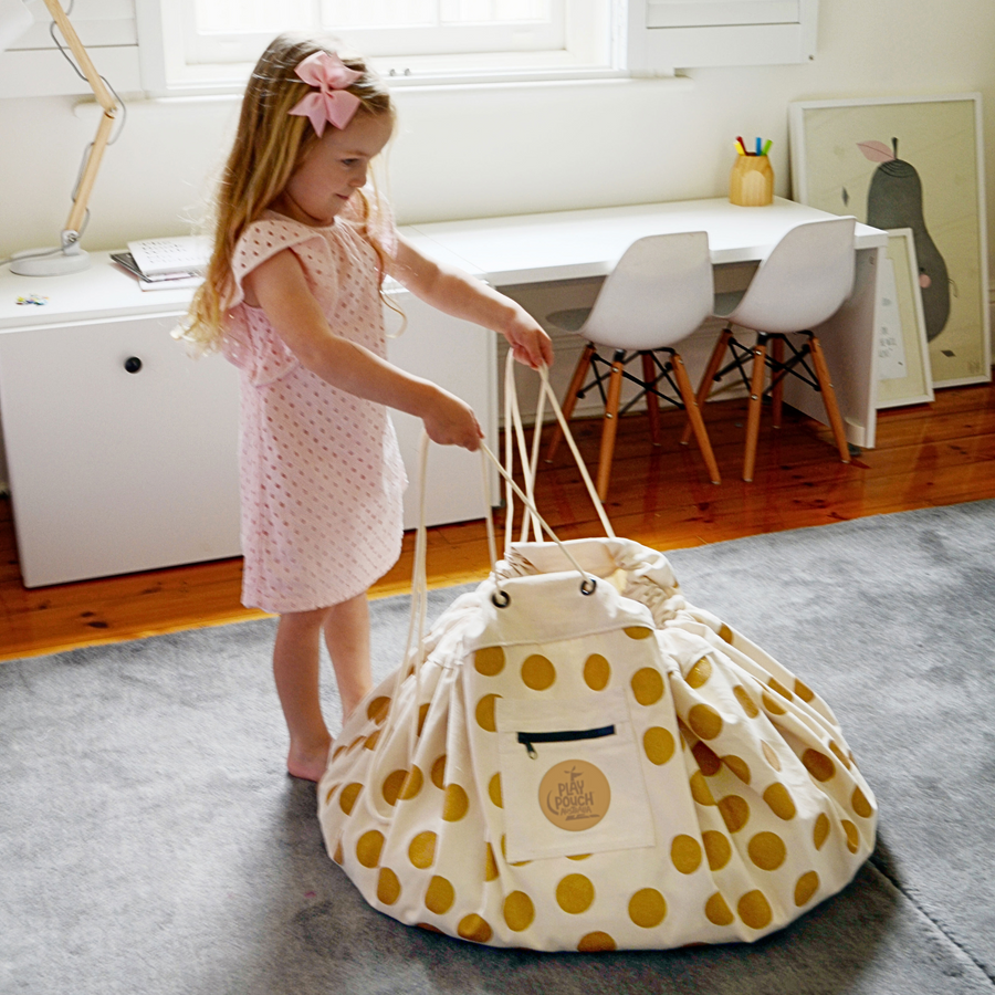 Glitter Gold Dots Printed Play Pouch - PRE ORDER