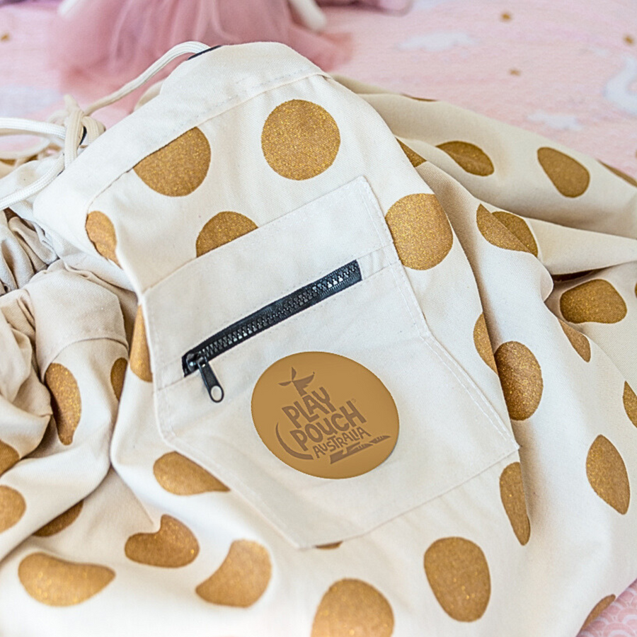 Glitter Gold Dots Printed Play Pouch - PRE ORDER