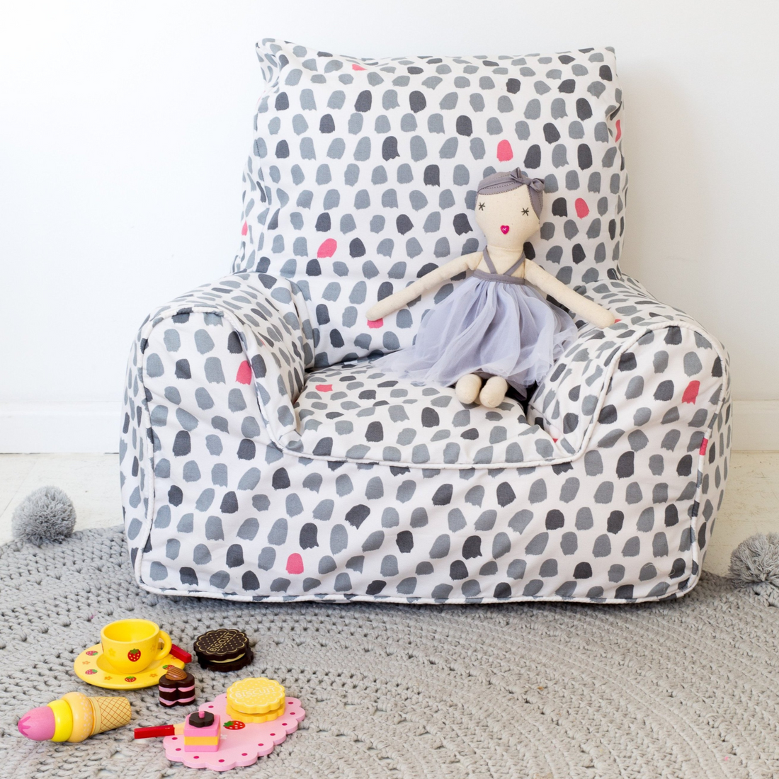 Splotches Bean Chair Cover - Pink & Grey