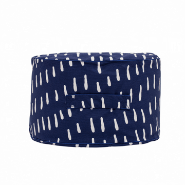 Raindrops Ottoman Cover - Indigo Blue