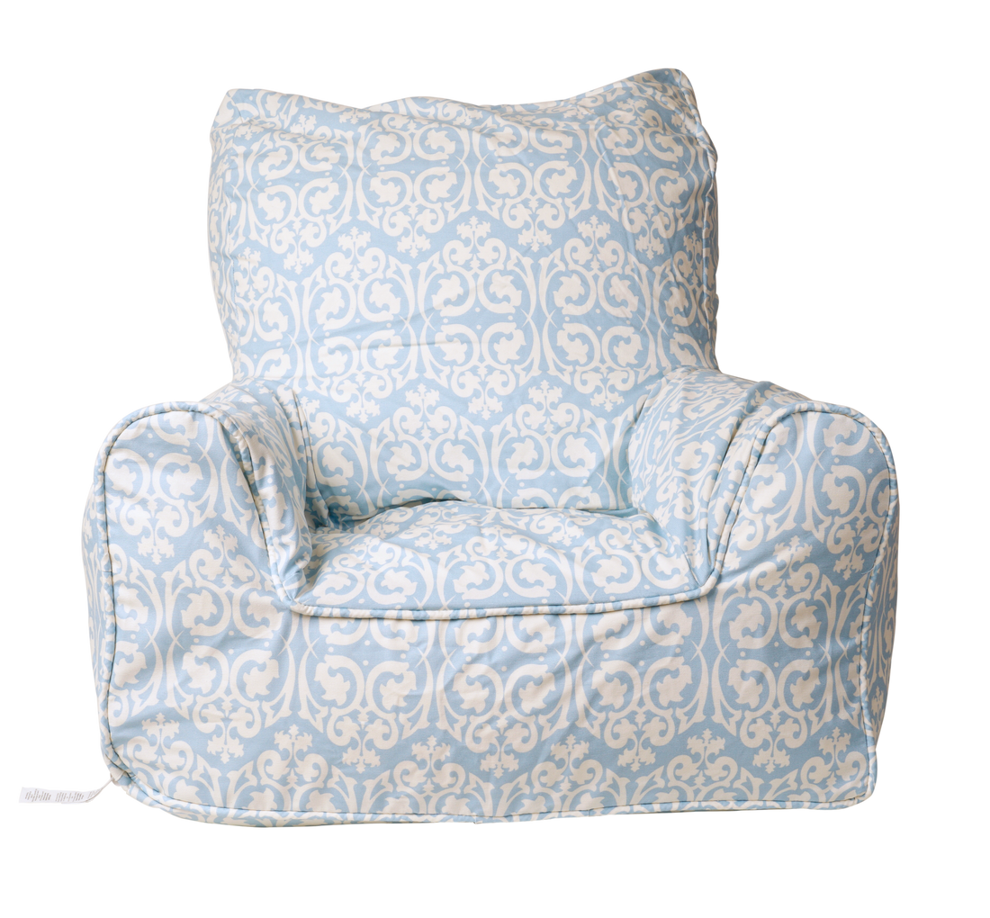 Damask Bean Chair Cover - Blue