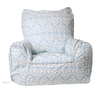 Damask Bean Chair Cover - Blue