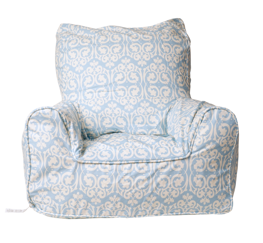 Damask Bean Chair Cover - Blue