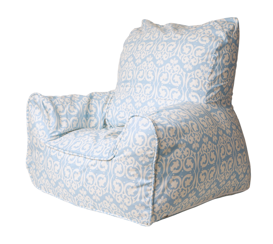 Damask Bean Chair Cover - Blue