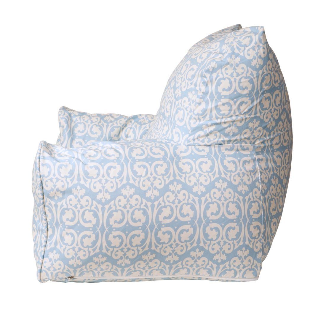 Damask Bean Chair Cover - Blue