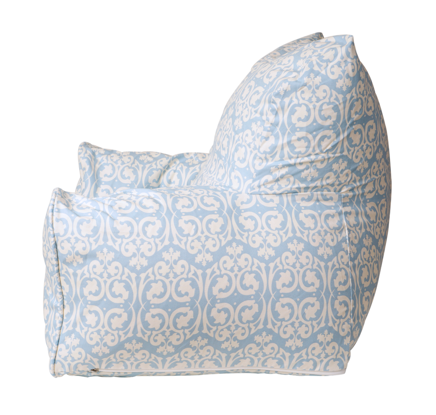 Damask Bean Chair Cover - Blue