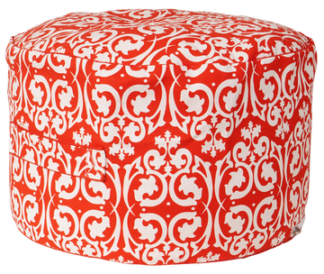 Damask Bean Ottoman Cover - Red
