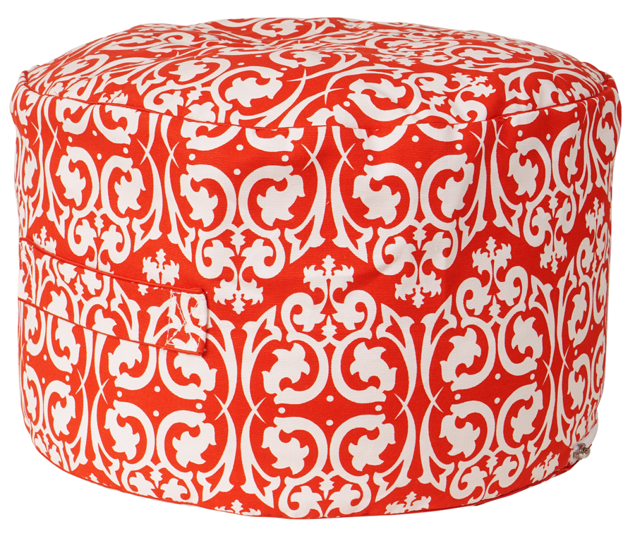 Damask Bean Ottoman Cover - Red