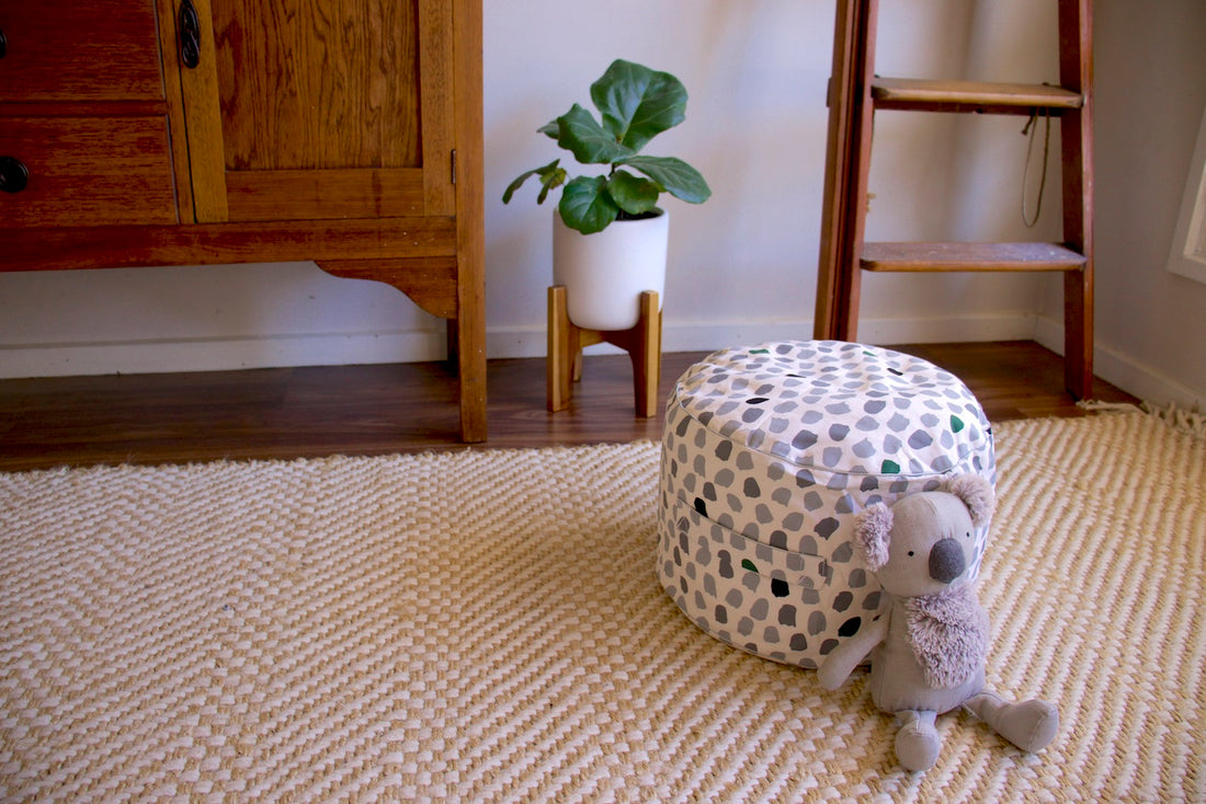 Splotches Ottoman Cover - Green & Grey