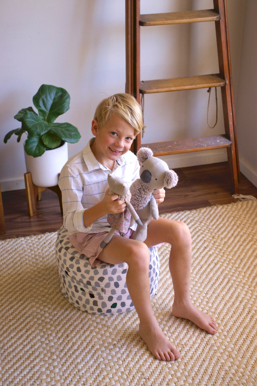 Splotches Ottoman Cover - Green & Grey