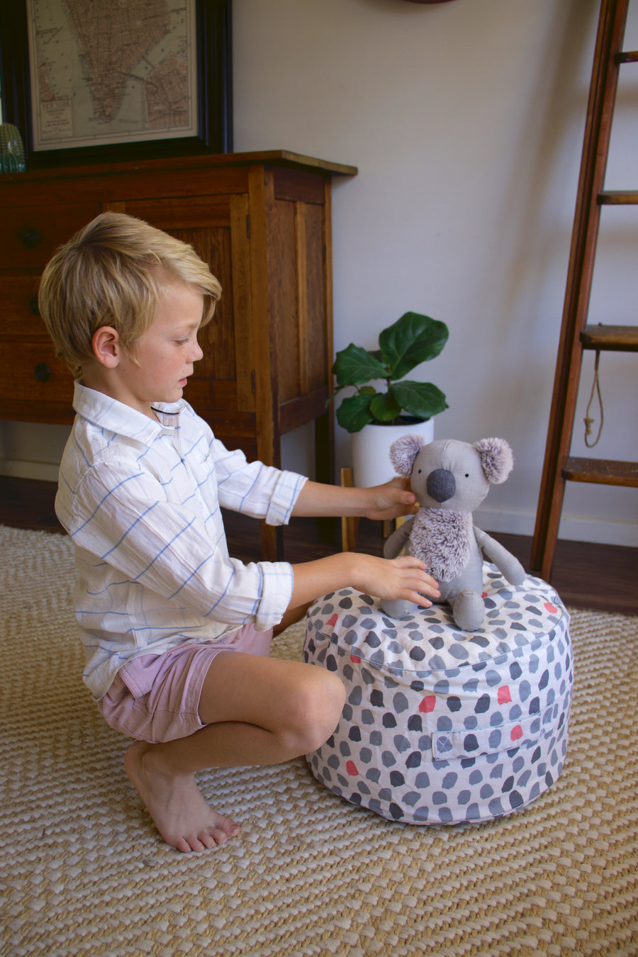 Splotches Ottoman Cover - Pink & Grey