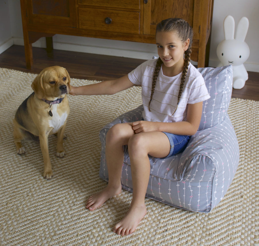 Pebbles Lane Grey & Pink Bean Chair Cover