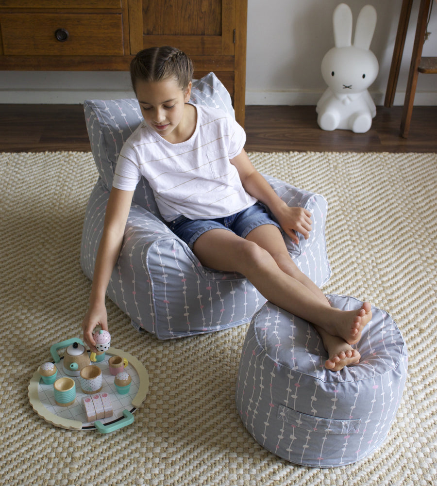 Pebbles Lane Grey & Pink Bean Chair Cover