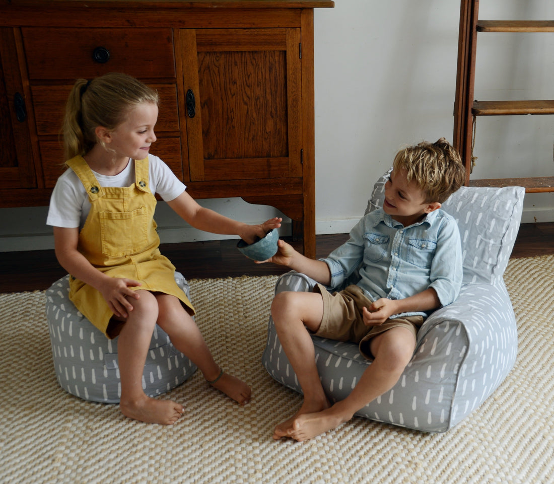 Raindrops Bean Chair Cover - Grey
