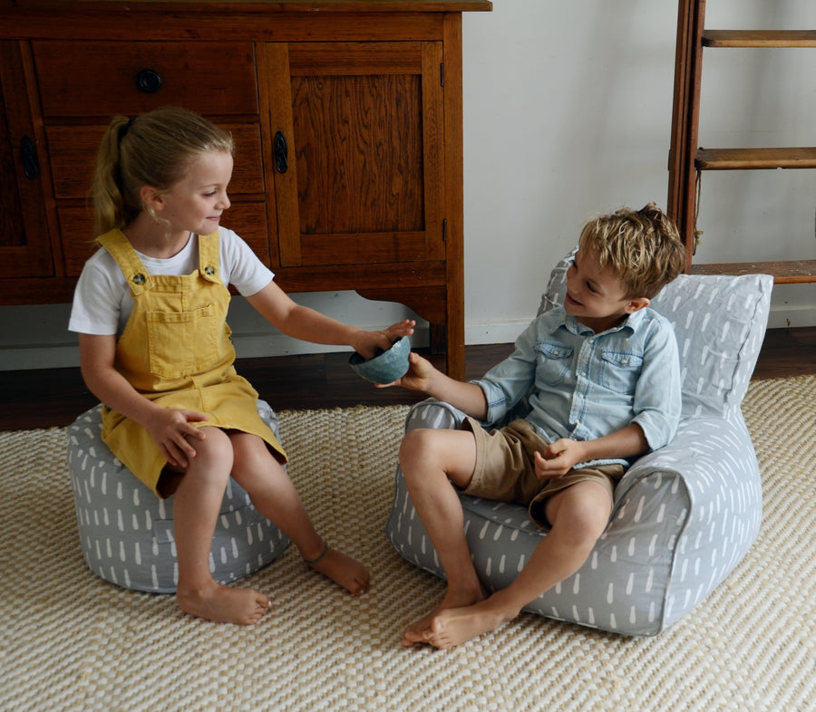 Raindrops Bean Chair Cover - Grey