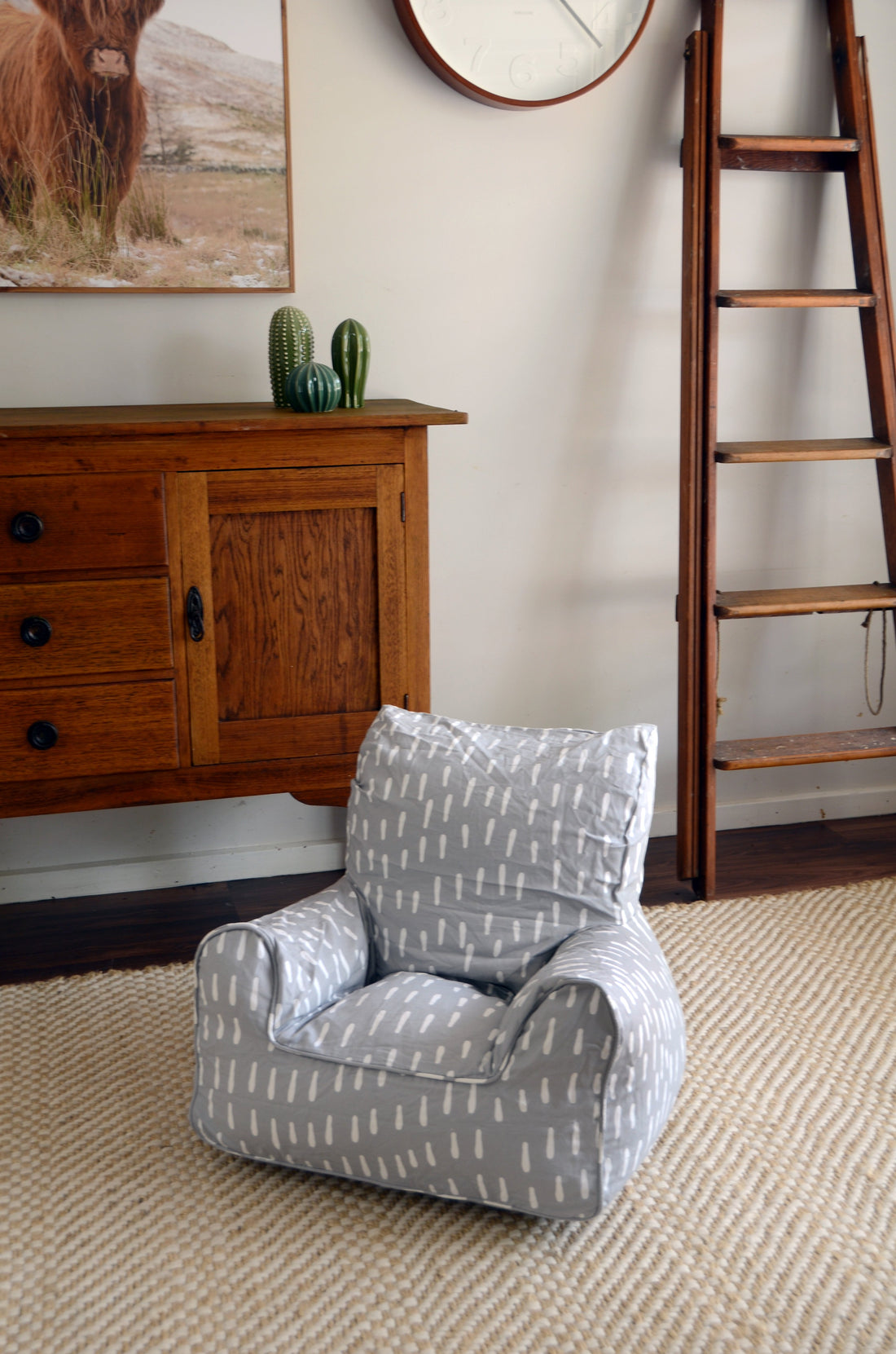 Raindrops Bean Chair Cover - Grey
