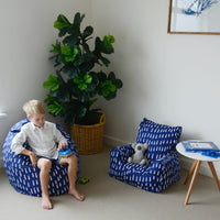 Raindrops Bean Chair Cover - Indigo Blue