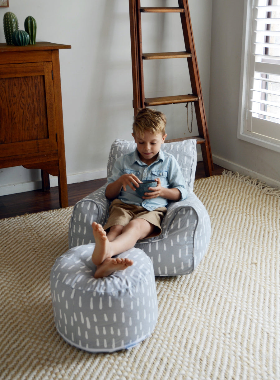 Raindrops Bean Chair Cover - Grey