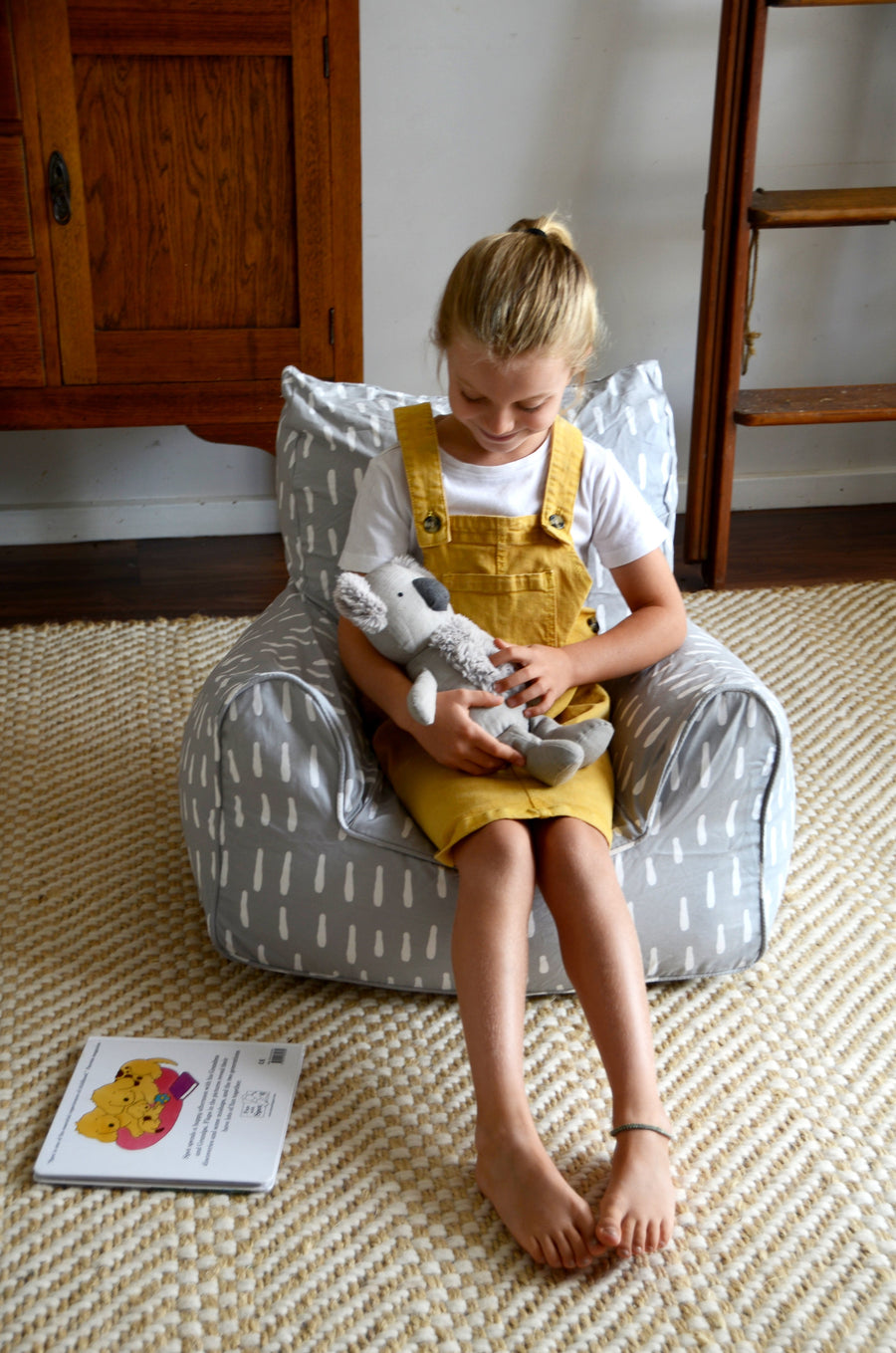 Raindrops Bean Chair Cover - Grey