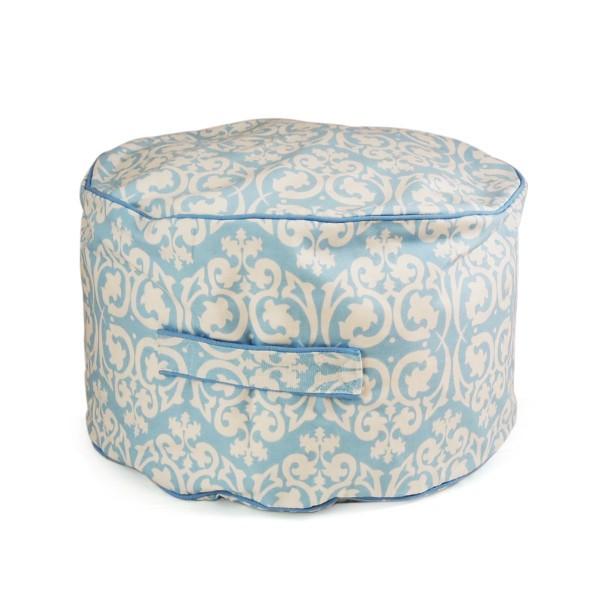 Damask Ottoman Cover - Blue