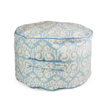 Damask Ottoman Cover - Blue
