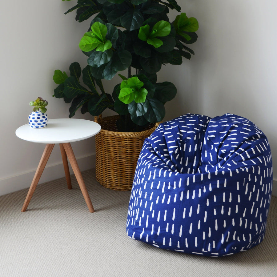 Raindrops Bean Bag Cover - Indigo Blue