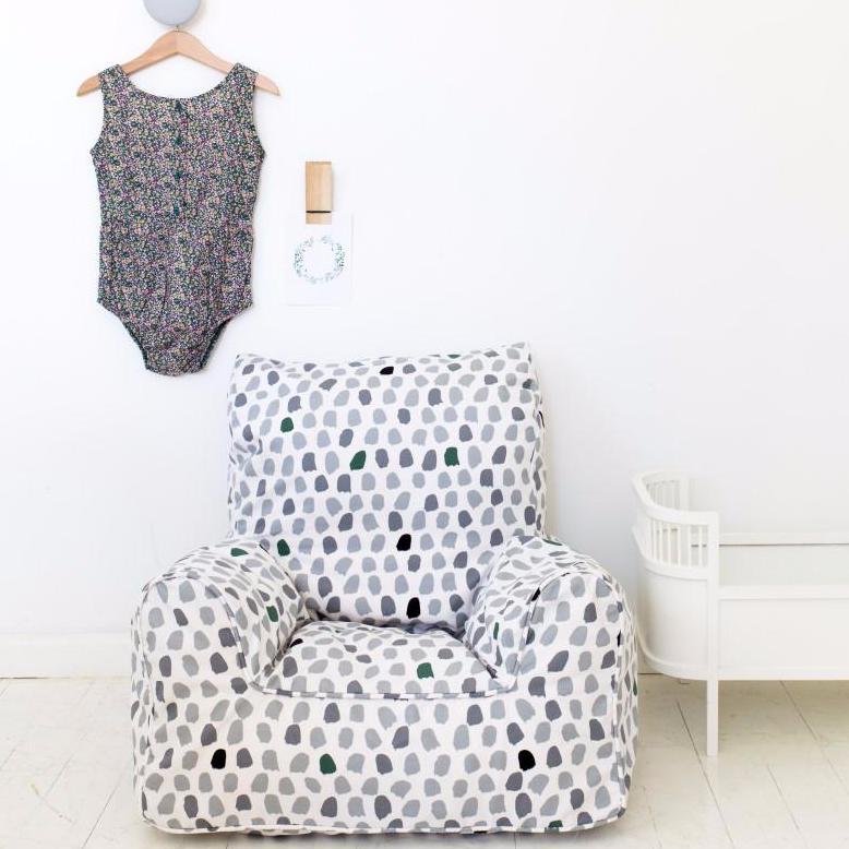 Splotches Bean Chair Cover - Green & Grey