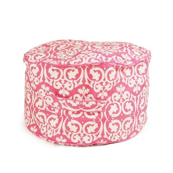 Damask Bean Ottoman Cover - Pink